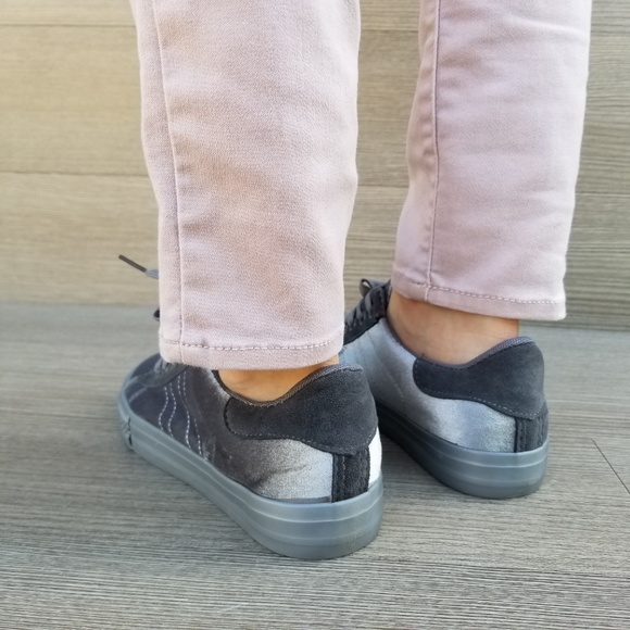 Gray Velvet Fashion Low Top Sneakers - Picture 7 of 8